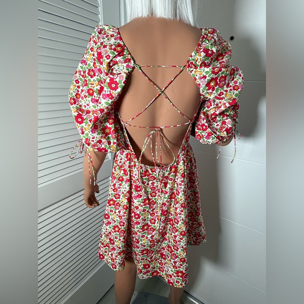 For Love & Lemons floral Puff Sleeve Dress size medium - Picture 5 of 12